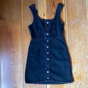 Cute Black Denim Button-up Mini Dress, size small.